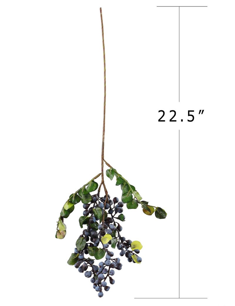 Rinlong 2Pcs Artificial Blueberries Fake Berries Stems Hanging Spray Frosted Blueberry Fall Floral Picks for Wreath Thanksgiving Decoration - Image 3